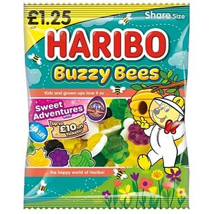 Haribo želatinové bonbony ve tvaru včeliček s ovocnými příchutěmi 140 g PM