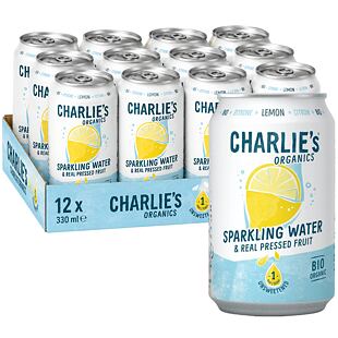 Charlie's Organics sycená pitná voda s citronovou šťávou 330 ml Celé balení 12 ks