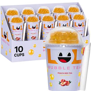 LOL Bubble Tea broskvový čaj s mangovými kuličkami 275 ml Celé balení 10 ks