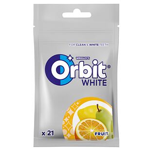 Orbit PL White Fruit žvýkačky bez cukru s ovocnou příchutí 29 g