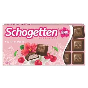 Schogetten DE Hibiscus mléčná čokoláda s višňovo-ibiškovou náplní 100 g