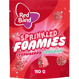 Red Band pěnové bonbonky v cukrové skořápce s příchutí jahody 150 g