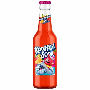 Kool-Aid Sharkleberry Fin sycený nápoj s příchutí jahody, pomeranče a banánu 355 ml