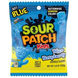 Sour Patch Kids kyselé žvýkací bonbony s příchutí modré maliny 102 g