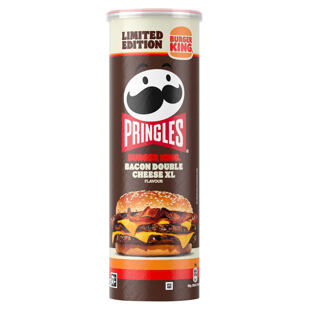 Pringles United Kingdom Burger King bramborové chipsy s příchutí burgeru Bacon Double Cheese 165 g