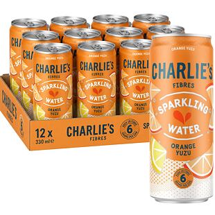 Charlie's Fibres sycená pitná voda s příchutí pomeranče a Yuzu s vlákninou 330 ml Celé balení 12 ks