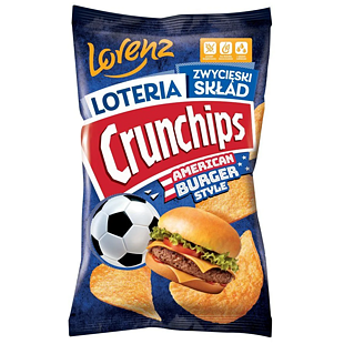 Crunchips PL American Burger bramborové chipsy s příchutí hamburgeru 130 g