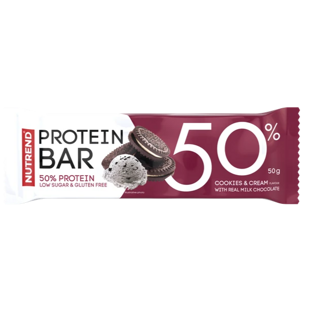 Nutrend CZ PROTEIN 50% proteinová tyčinka s příchutí cookies and cream 50 g