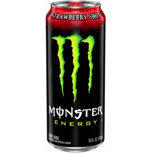 Monster USA Strawberry Shot sycený energetický nápoj s jahodovou příchutí 473 ml