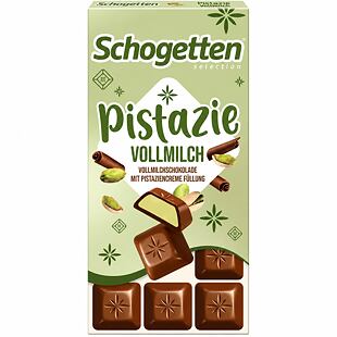 Schogetten DE Milk Chocolate with Pistachio-Flavored Filling, 100 g