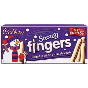 Cadbury Snowy sušenky v polevě z mléčné a bílé čokolády 115 g