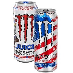 Monster USA Juice Strawberry Lemonade + Monster USA Ultra Red White & Blue Razz