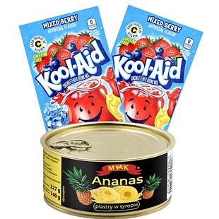 Kool-Aid Tik Tok Viral combo 2 x Kool-Aid Berry + MK Ananas plátky ve sladkém nálevu