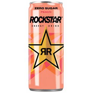 Rockstar UK sycený energetický nápoj s příchutí broskve bez cukru 500 ml