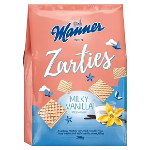 Manner Zarties Milky Vanilla křupavé oplatky s krémovou náplní 200 g