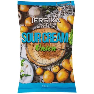 Jersika popované chipsy s příchutí zakysané smetany a cibule 90 g
