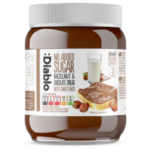:Diablo pomazánka s příchutí lískových oříšků a čokolády bez přidaného cukru 350 g