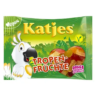 Katjes DE Tropen-Früchte Vegan želé s příchutí tropického ovoce ve tvaru papoušků 175 g