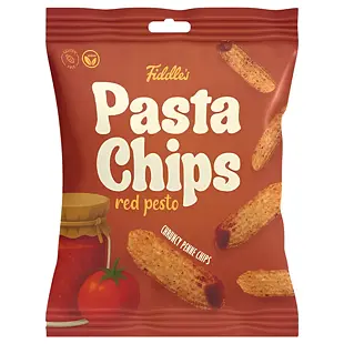 Fiddle's křupavé těstovinové chipsy z kukuřice s příchutí červeného pesta 80 g