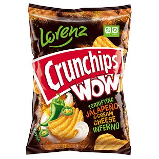 Crunchips DE Wow pálivé chipsy s příchutí Jalapeno & Cream Cheese 110 g