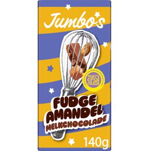 Jumbo mléčná čokoláda s karamelizovanými mandlemi a kousky karamelového fondánu 140 g