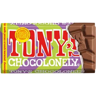Tony's Chocolonely mléčná čokoláda s kousky pekanových ořechů a karamelem 90 g