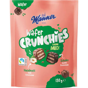 Manner Wafer Crunchies Dark Mix kousky sušenek v čokoládě 130 g