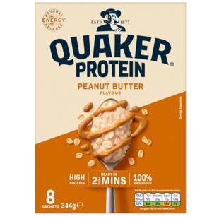 Quaker ovesná kaše s vysokým obsahem proteinu s příchutí arašídového másla 8 x 43 g