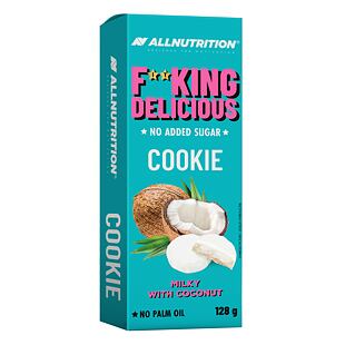 F**KING Delicious Sušenky s náplní s příchutí kokosu v mléčné polevě 128 g