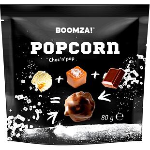 Boomza! karamelizovaný popcorn v polevě s příchutí slaného karamelu a čokolády 80 g