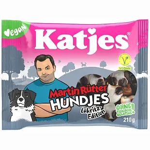 Katjes DE Hundjes Lakritz Vegan lékořicové bonbóny ve tvaru pejsků 210 g