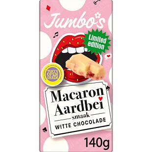 Jumbo bílá čokoláda s příchutí jahodových makronek 140 g