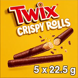 Twix Crispy Rolls tyčinky s karamelovou náplní a polevou z mléčné čokolády 5 x 22,5 g