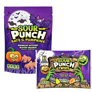Sour Punch bonbonky s příchutí červeného pomeranče + Pendreky s příchutí hrušky, žlutého melounu