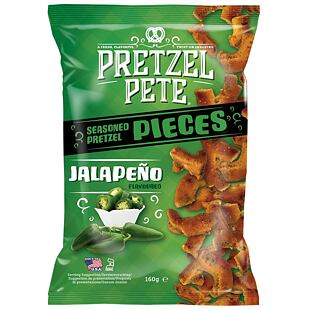 Pretzel Pete lámané preclíky s příchutí papriček jalapeňo 160 g