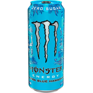 Monster USA Blue Hawaiian energetický nápoj bez cukru s příchutí tropického ovoce 473 ml