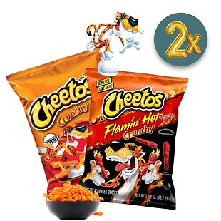 Cheetos Flamin' Hot pálivé křup. se sýrovou příchutí 99,2 g + Cheetos Flamin' Hot Crunchy 99,2 g