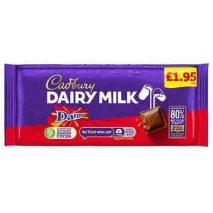 Cadbury Daim milk chocolate with almond caramel pieces 120 g PM