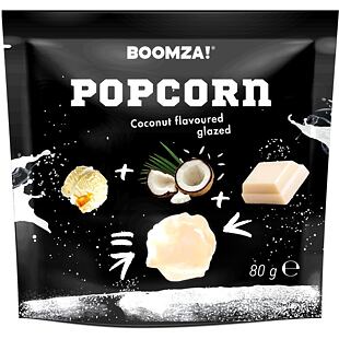 Boomza! karamelizovaný popcorn v polevě s příchutí kokosu a bílé čokolády 80 g