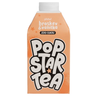 POPSTAR Tea ZERO příchuť broskev & vanilka 500 ml