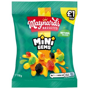 Maynards Bassetts Mini Gems žvýkací bonbony s ovocnými příchutěmi 110 g PM