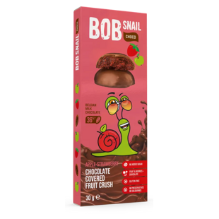 Šnek BOB v mléčné čokoládě jablko-jahoda 30 g