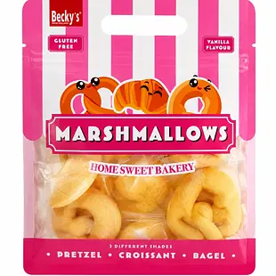 Becky's marshmallows ve tvaru preclíků, bagelů a croissantů 135 g