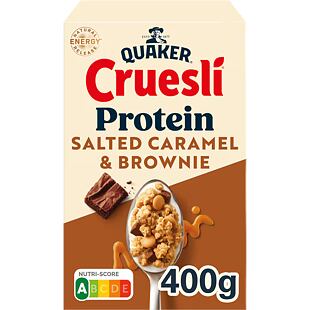 Quaker proteinové müsli s kousky brownie a bílé čokolády s příchutí slaného karamelu 400 g
