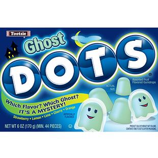 Tootsie Dots Ghost žvýkací bonbonky s ovocnými příchutěmi ve tvaru duchů 170 g