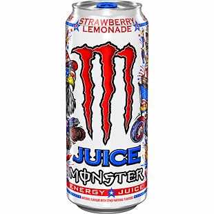 Monster USA Juice Strawberry Lemonade energetický nápoj s příchutí jahodové limonády 473 ml
