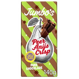 Jumbo hořká čokoláda s kousky hrušky, anýzu a křupavých sušenek 140 g