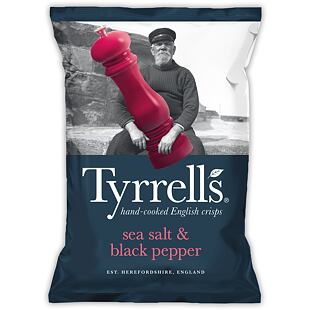 Tyrrells chipsy s příchutí mořské soli a černého pepře 150 g
