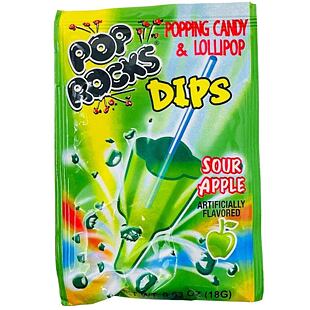 Pop Rocks lízátko a praskací prášek s příchutí kyselého jablka 18 g