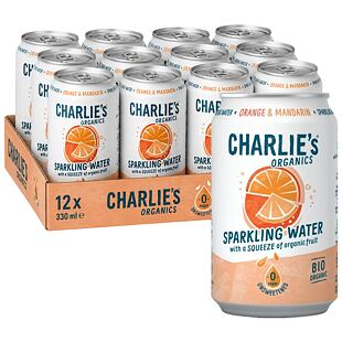 Charlie's Organics sycená pitná voda s pomeran. a mandarinkovou šťávou 330 ml Celé balení 12 ks
